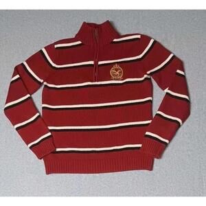 American Living Pullover Sweater Mens Size Small Red Stripes Zip Up Holiday...